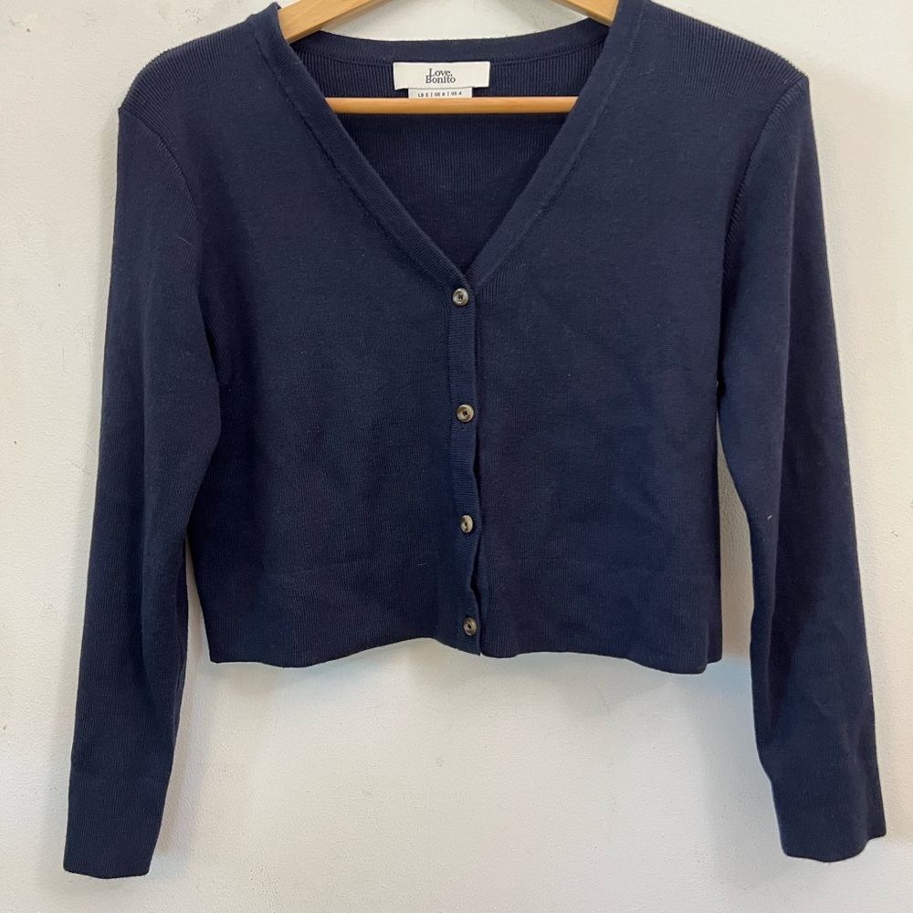 Navy V-Neck Button Cardigan